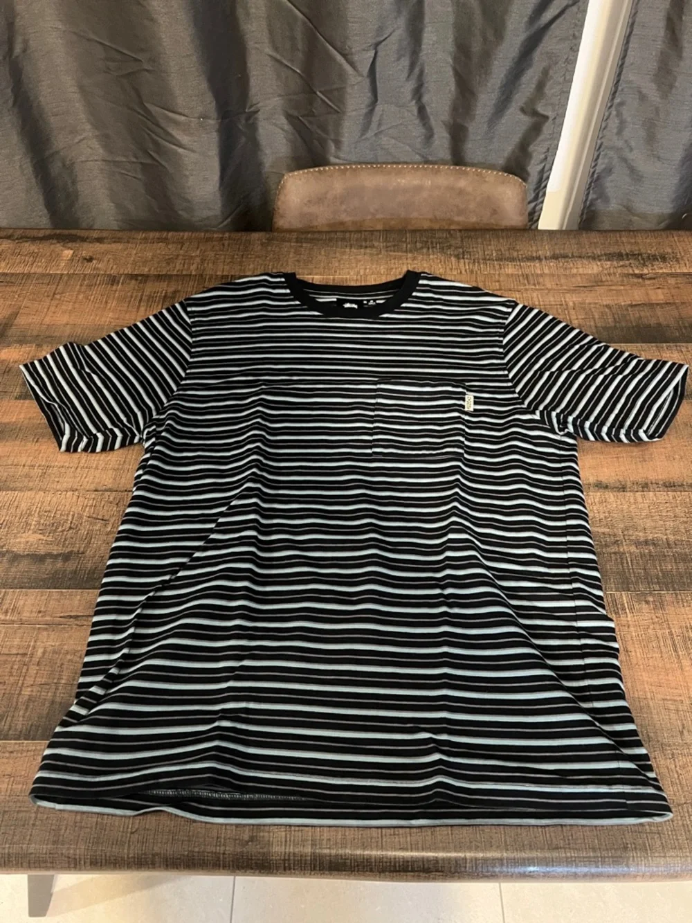 Stussy Black & White Striped Pocket Tee - Picture 3 of 6